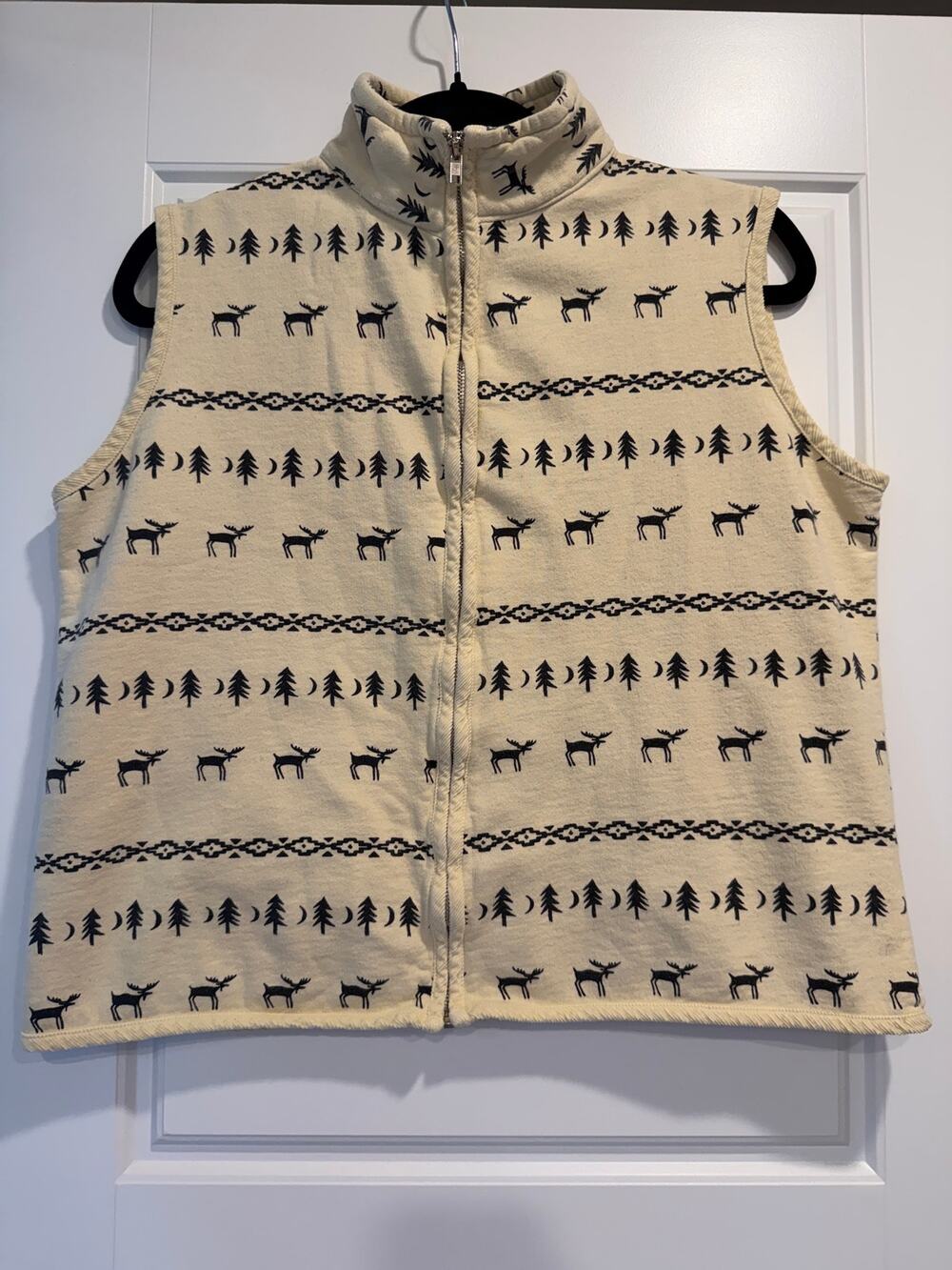 VTG True Grit Moose Trail Cool Cotton Fleece Cord Zip Vest Sz Large Granola Girl